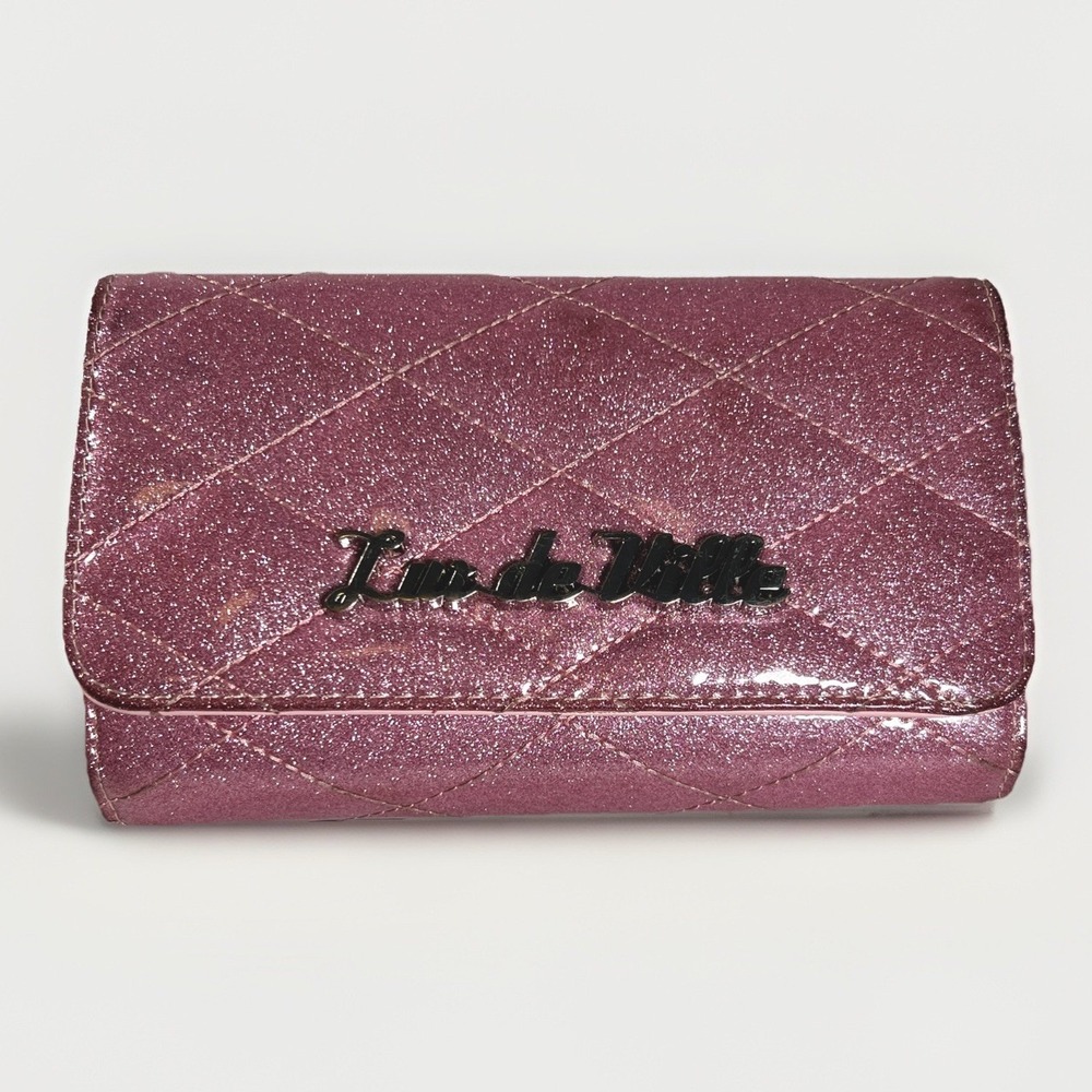 Lux de Ville Route 66 Wallet Baby Pink Lamé Quilted Retro Pinup Rockabilly
